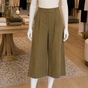 COS Womens Pants Brown Khaki Pleated Barrel Leg Cropped High Rise 4
